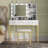 Vanity Table, Makeup Table with LED Mirror and Storage-733553351