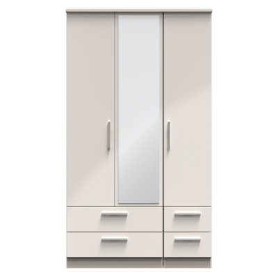 Borgeson Tall Triple 4 Drawer Mirror Wardrobe