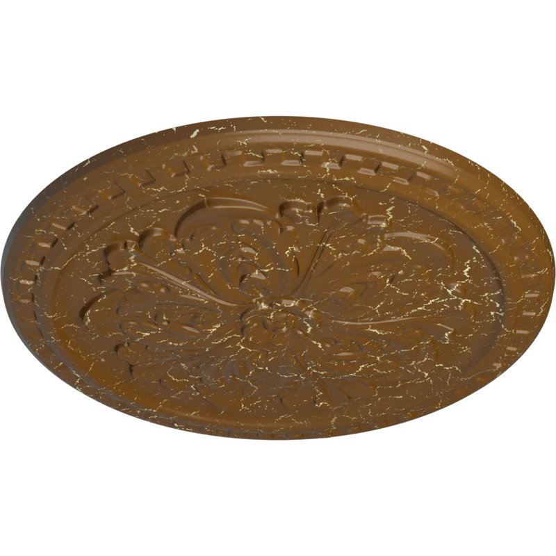 Médaillon de plafond Endurathane Emeryville, 16 7/8 po x P 5/8 po, finition craquelée topaze fumée peinte à la main