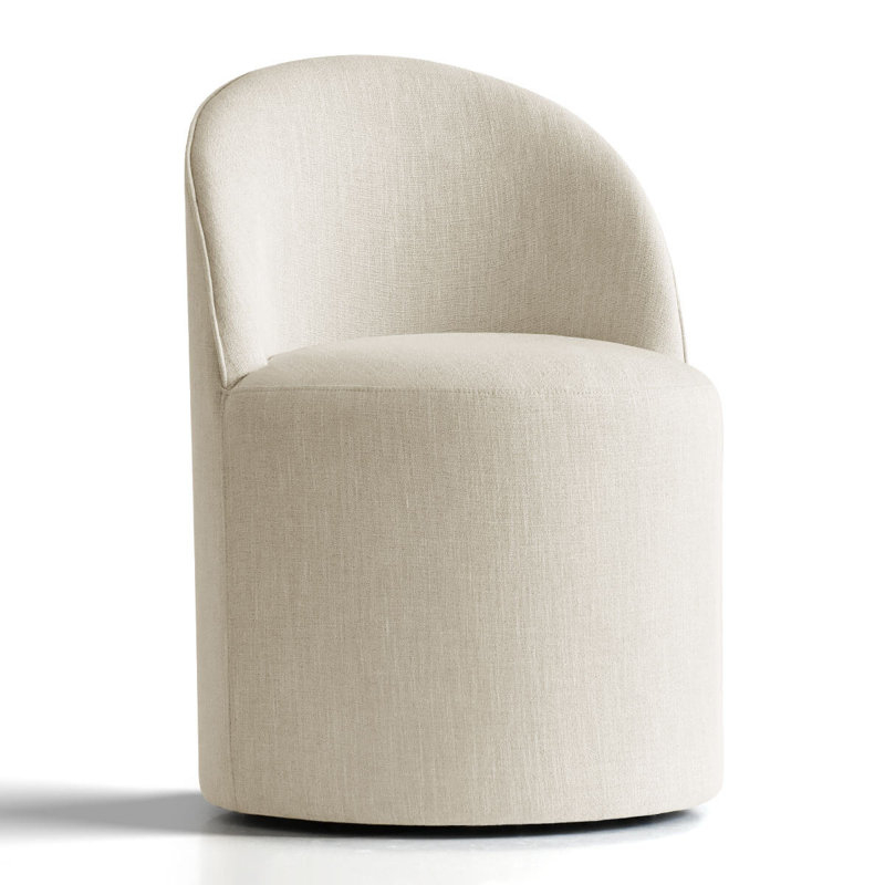 Chaise pivotante en lin avec roulettes cachées, Beige, 1