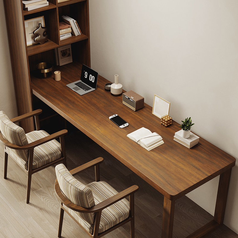 Bureau rectangulaire en bois massif brun, Retour à gauche, H 70,87 po x l 62,99 po x P 23,62 po