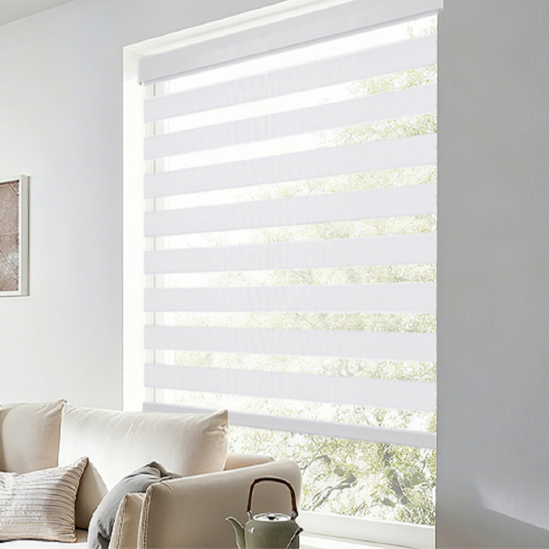 Abat-jour à enroulement sans fil à double couche avec abat-jour à fenêtre sans contrôle Pro et installation facile, blanc l 35 po x H 75 po Pro