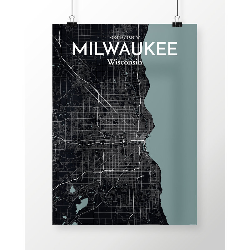 Milwaukee City Map - No Frame Print, 43.2cm H x 27.9cm W x 0.13cm D
