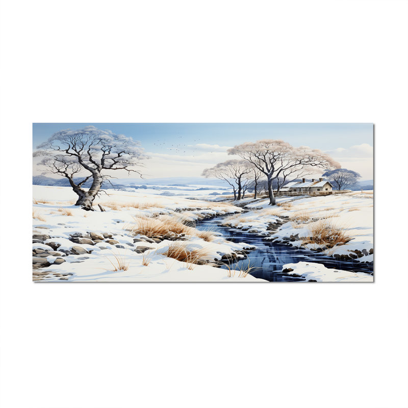 Snow River Winters Solitude sur toile, Toile tendue, H 28 po x l 60 po x P 1,5 po