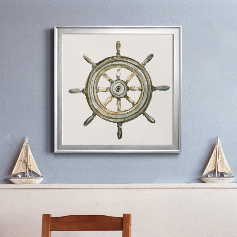 To At Helm II - Toile encadrée de qualité supérieure - prête à être accrochée, H 26,5 po x l 26,5 po x P 1,5 po, Pas de tapis