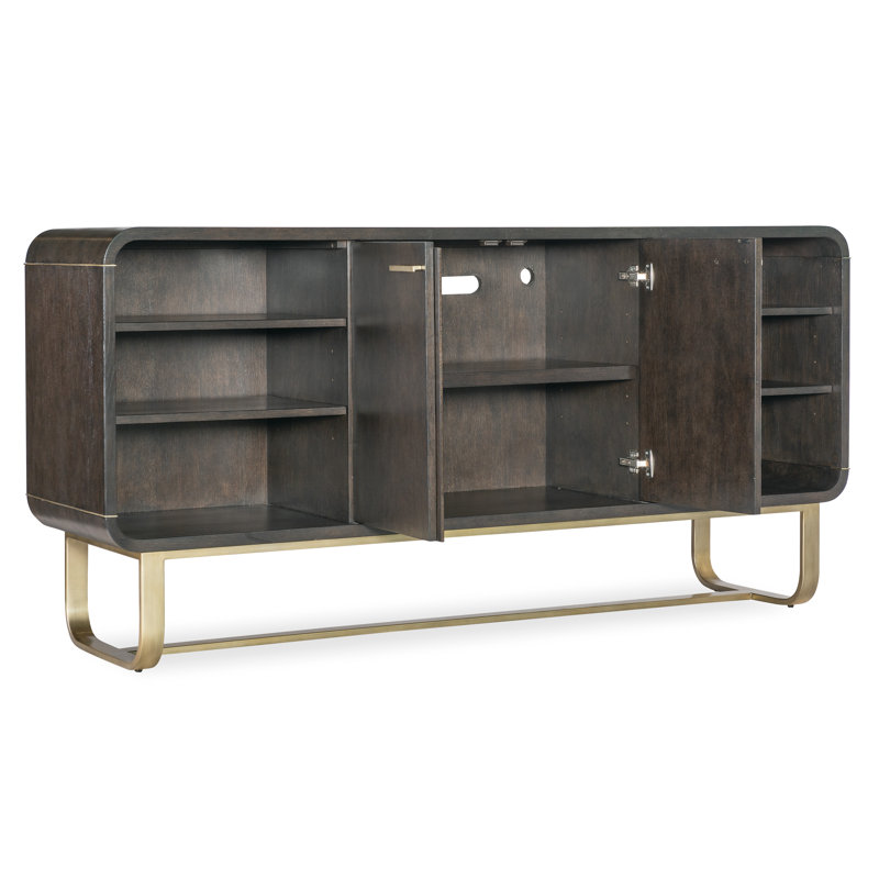 Metropolitan 74'' Brown Oak Veneer Credenza with Gold Accents