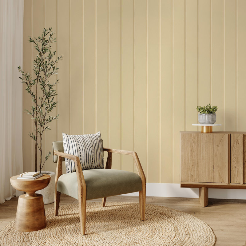Imitation Group Painted Wood Panel Wallpaper, Sand