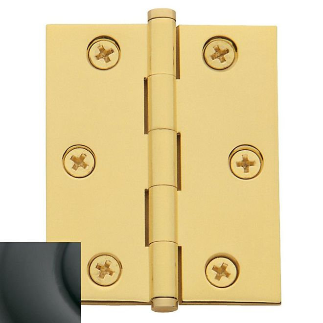 Cabinet Square Mortise Hinge, Unlacquered Brass, 2.5" H x 2" W x 0.5" D