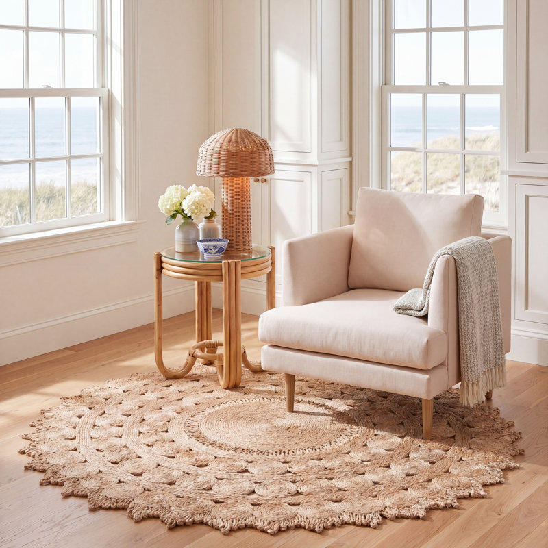 Tapis naturel en fibre naturelle 173, Rond 6 pi