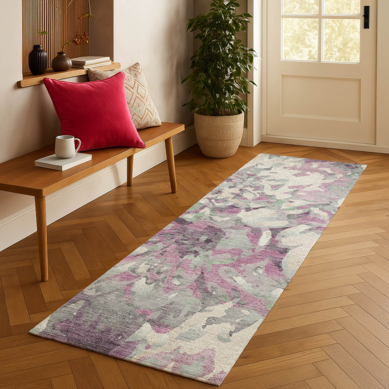 Tapis floral intérieur / extérieur lavable à la machine Chantille ACN2340, Tapis de couloir 2 pi 3 po x 7 pi 6 po