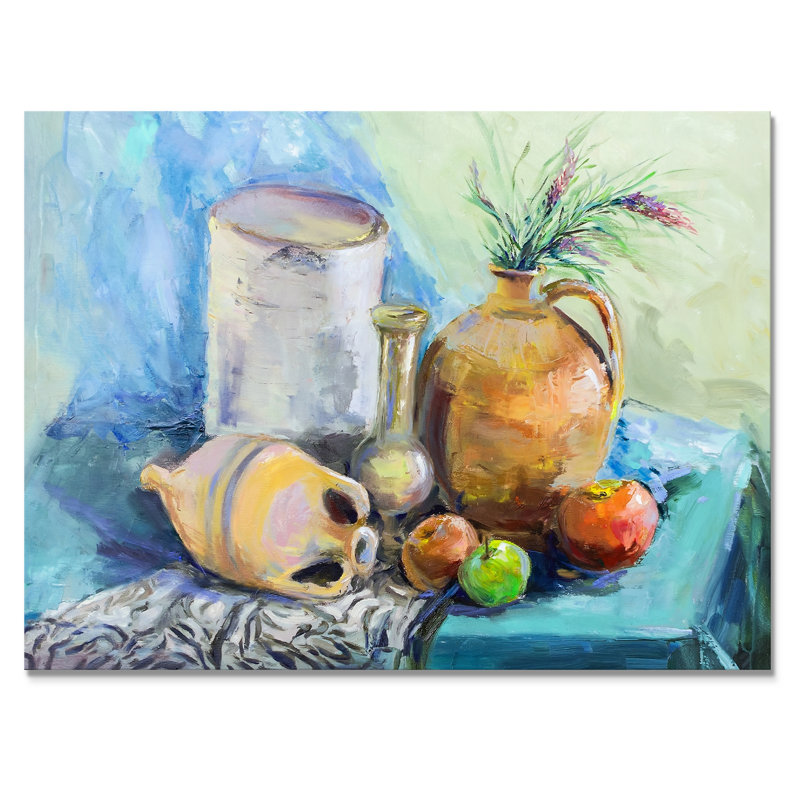 Fleurs et fruits impressionnisme II - décoration murale en toile de ferme, H 8 po x l 12 po x P 1 po, Toile tendue