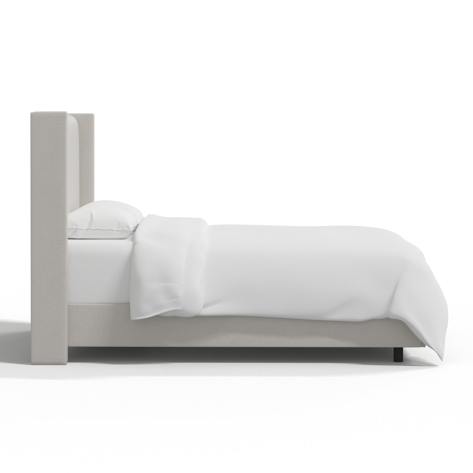Hanson Upholstered Wingback Bed, Twin, Bella Light Gray Performance Velvet