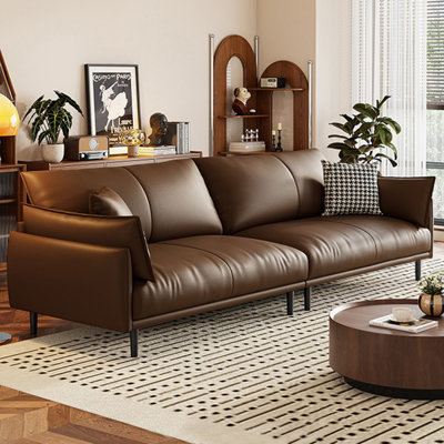 Coffee Genuine Leather Modular Sofa cushion couch