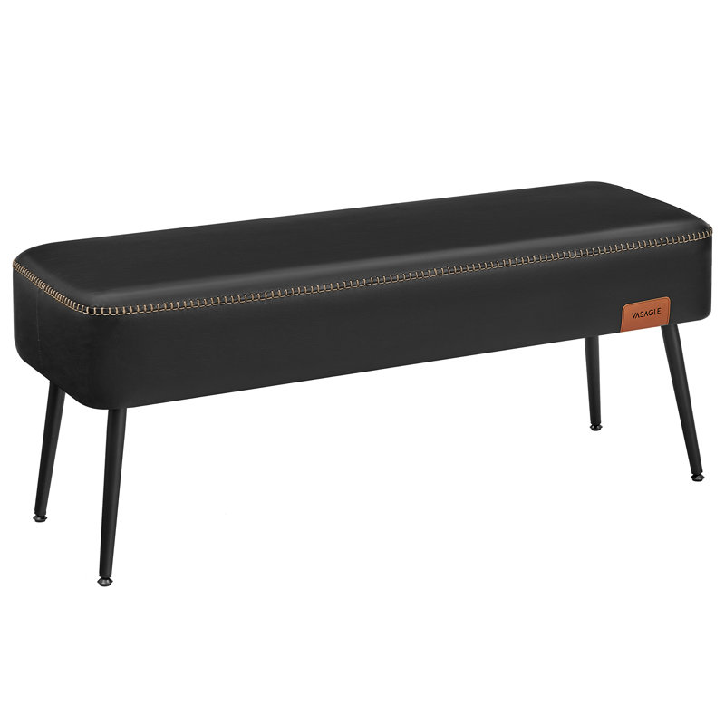 Banc de rangement en cuir, Noir encre, Standard