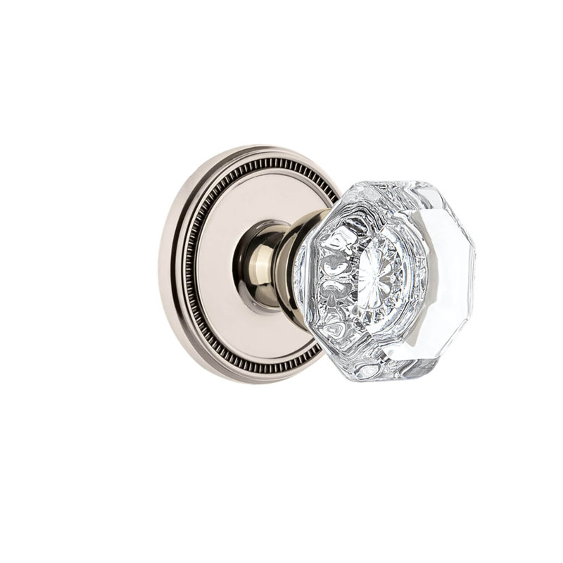 Rosette Grandeur Soleil avec poignée en cristal Chambord, Nickel poli, Fausse poignée simple, Fausse poignée simple