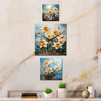 Grande horloge verticale Ericanthony - Daffodils