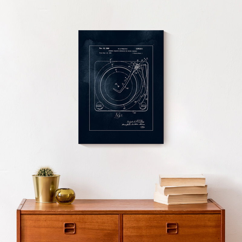 Changeur de tourne-disque sur toile, H 16 po x l 12 po x P 1,25 po