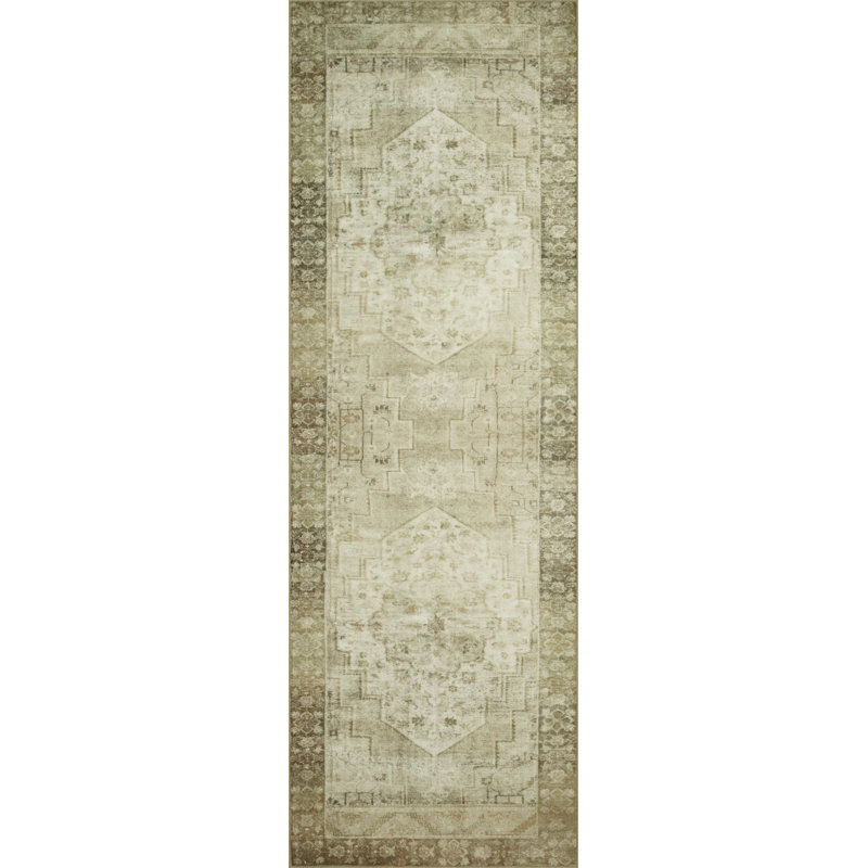 Magnolia Home By Joanna Gaines X Loloi Banks Machine Washable Natural / Granite Area Rug, Runner 2'6" x 9'6"