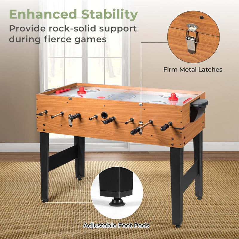 48'' 3-in-1 Wood Multi-Game Table with Foosball, Hockey, and Billiards