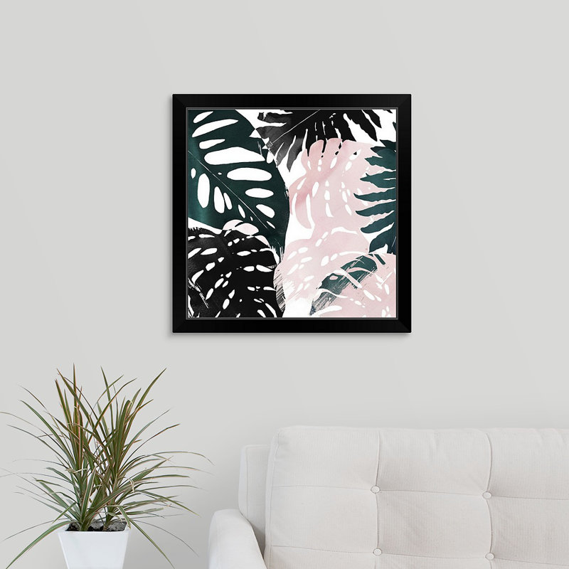 Novogratz « palm rosé i », reproduction d’art encadrée, H 23 po x l 23 po x P 1 po, Cadre noir