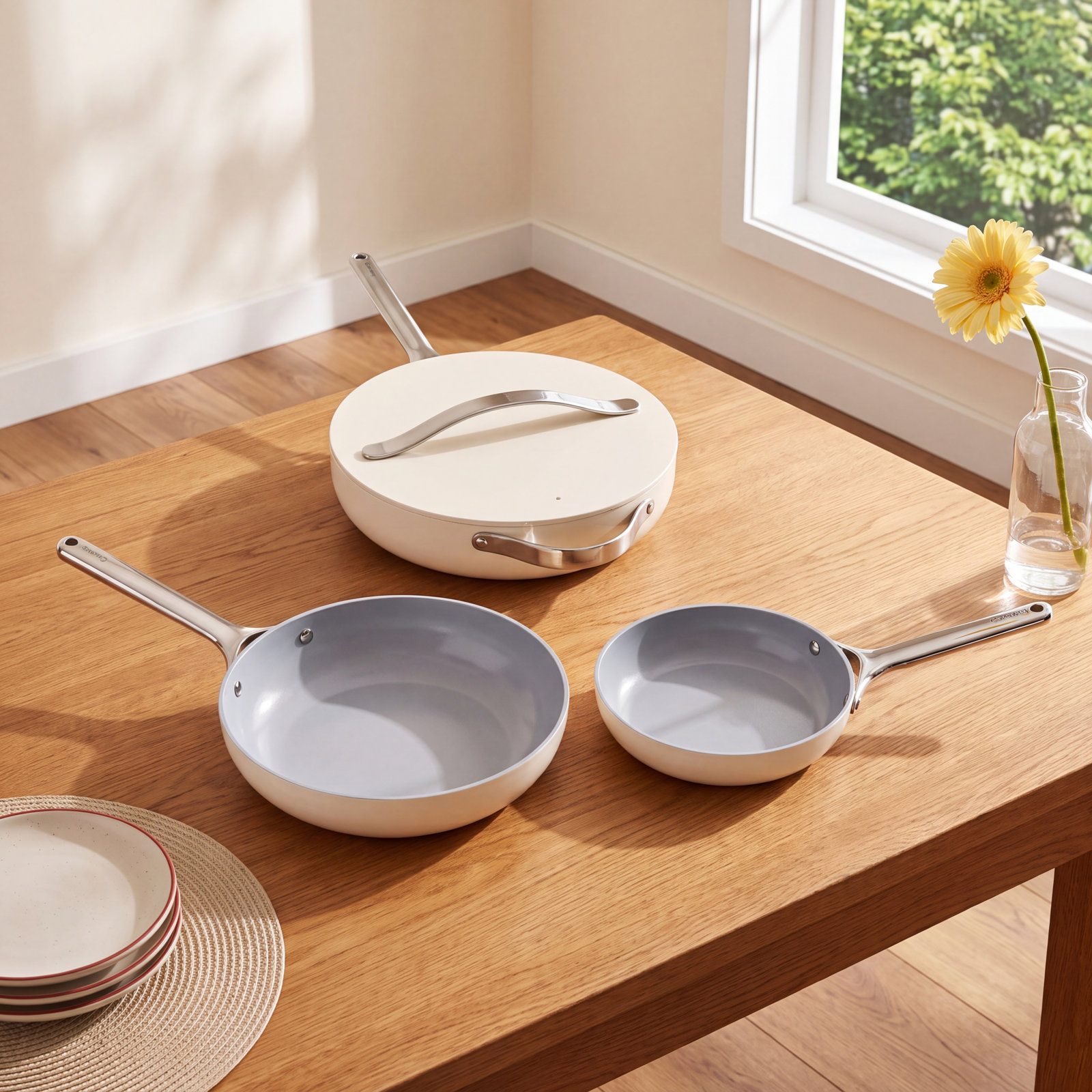 Caraway Fry Pan Trio, Cream