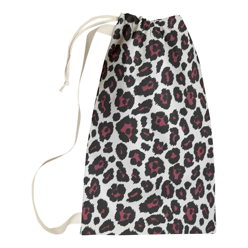 Fabric Laundry Bag with Handles, 36" H x 28" W, White/Black/Red, Denver