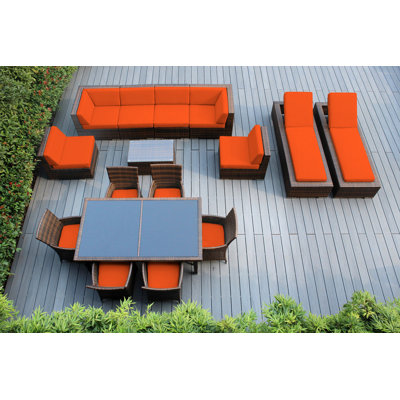 Ensemble de patio 16 pièces en rotin avec coussins Pavior