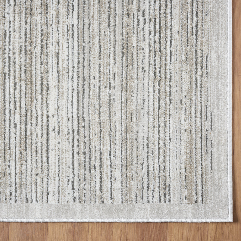 Huseman Beige Horizon Stripe Area Rug, Runner 2'8" x 8'