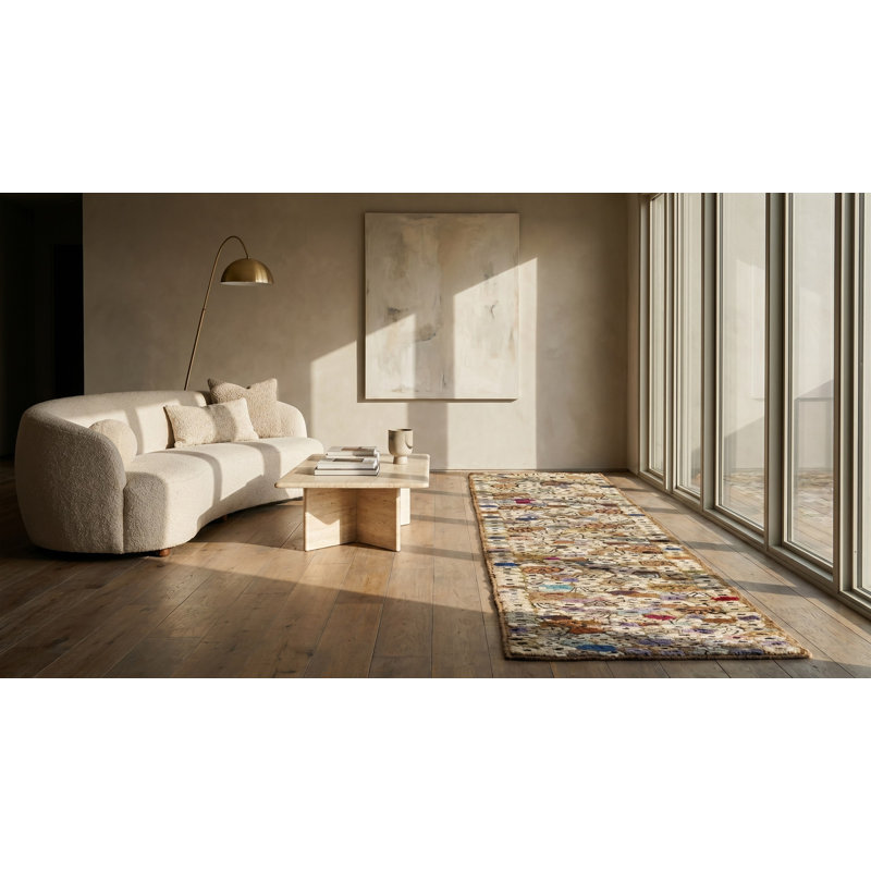 Tapis de couloir crocheté brun