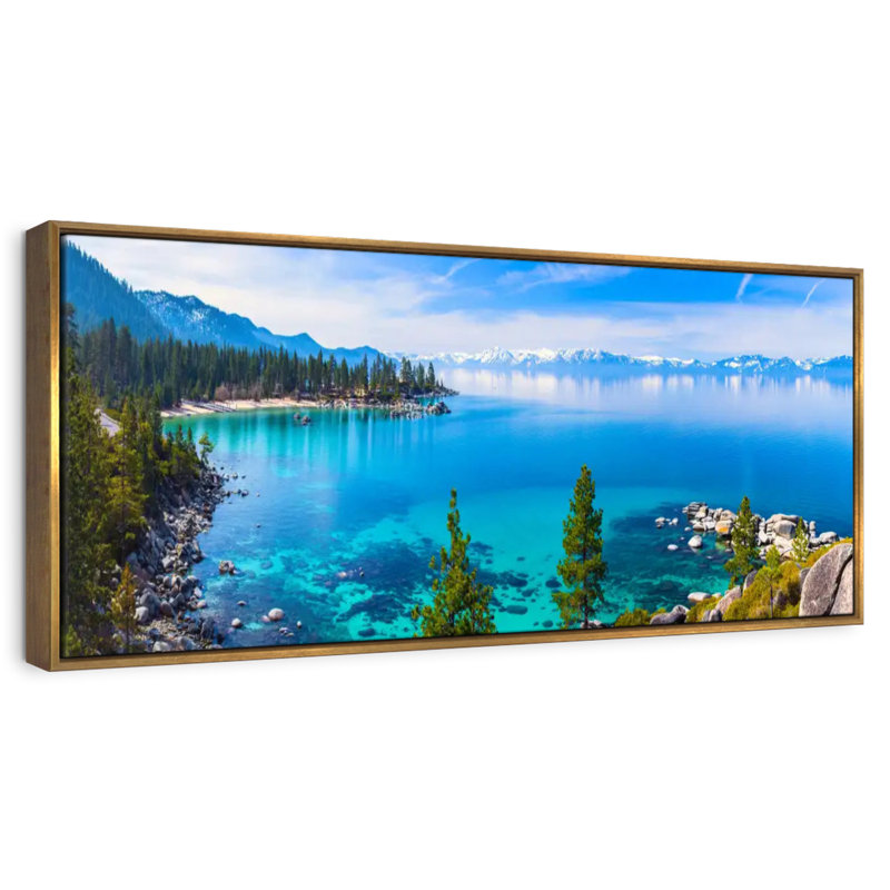 Tranquillité sur le lac Tahoe, Floating Frame Gold, 57" X 19"