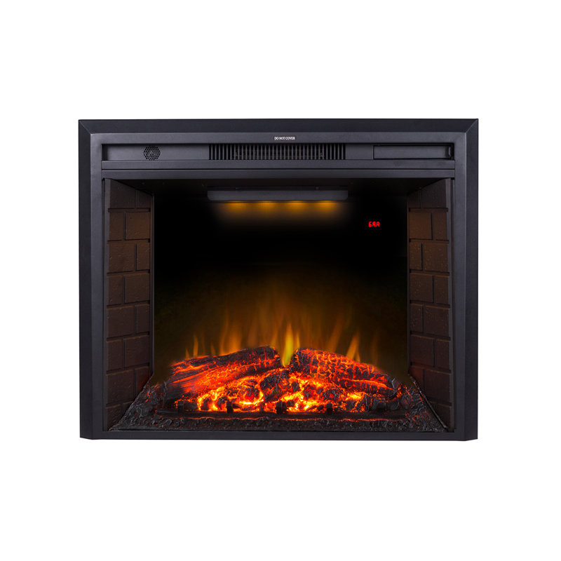 Mateas Electric Fireplace Insert, Christmas Fireplace Heater with Overheating Protection, Fire Crackling Sound, Remote Control, 750/1500W, Black