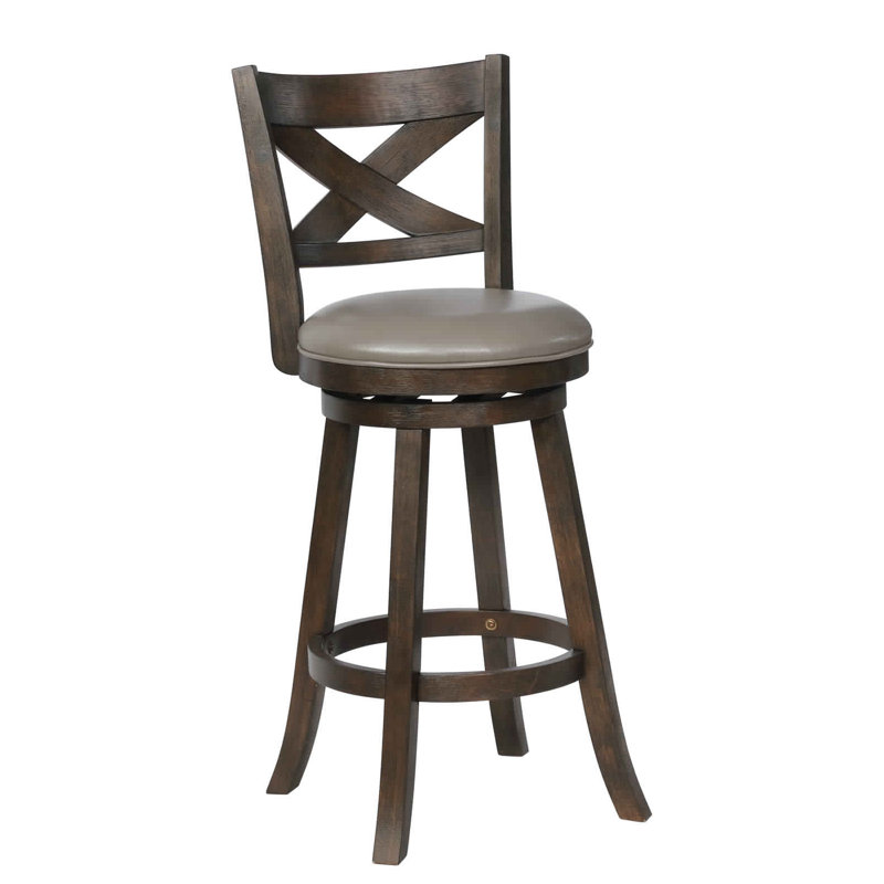 Kailayah Swivel Upholstered Counter Stool with Solid Wood Frame, Bar Stool (28” Seat Height)