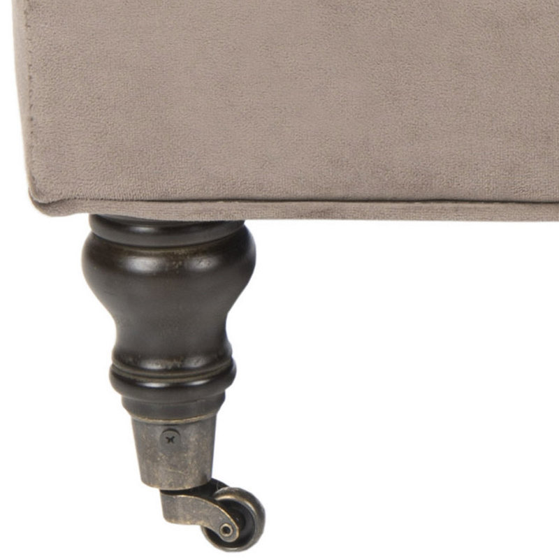 Repose-pieds carré capitonné 34,8 po Jaylon, Velours taupe champignon