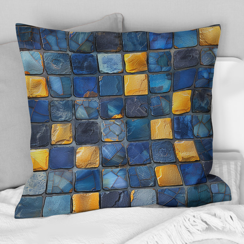 Carreaux de mosaïque bleu et jaune Midcentury I - Midcentury, H 18 po x l 18 po