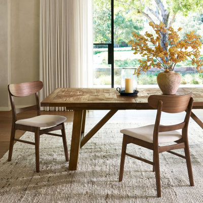 Cambrielle Mid-Century Modern Upholstered Dining Chairs with Rubberwood Frame and Padded Seat