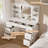 Makeup Vanity With Led Lighted Mirror And Built-In Power Supply-11717336