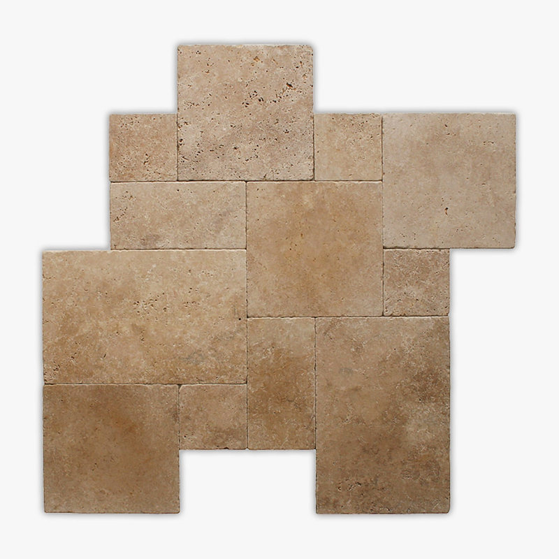 Walnut Tumbled 8 Inch Versailles Travertine Paver