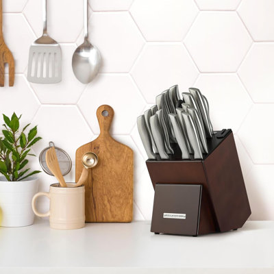 Zulay Kitchen Premium 18-Piece Knife Set with Natural Wood Block and Built-in Sharpener