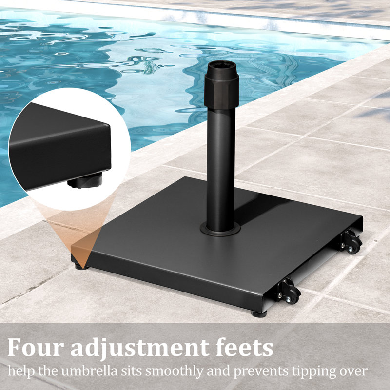 39,33 lb Base de parasol autoportante avec roues, noir, Noir