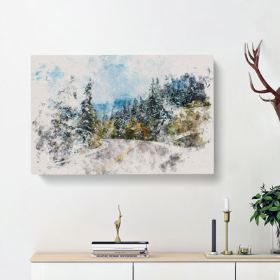 Winter Forest Road - Wrapped Canvas