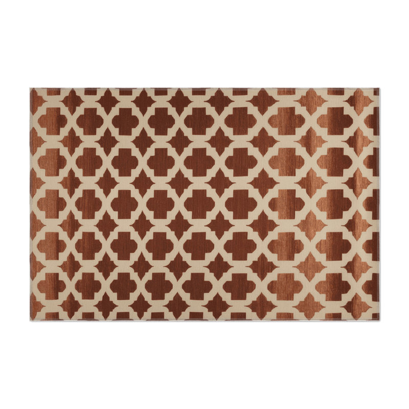 Trellis Beige Indoor and Outdoor Area Rug, Rectangle 2' x 3'
