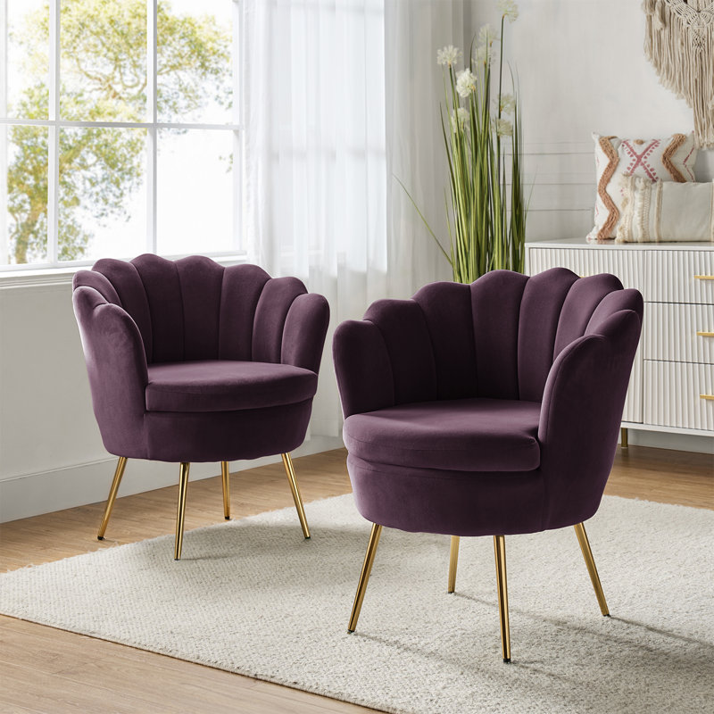 Fauteuil demi-tonneau en velours 30 po Hendrix, Mauve
