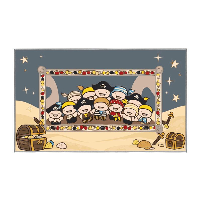 Tapis lavable pour enfant East Urban Home Pirates_Pir009, Rectangle de 5 pi x 8 pi