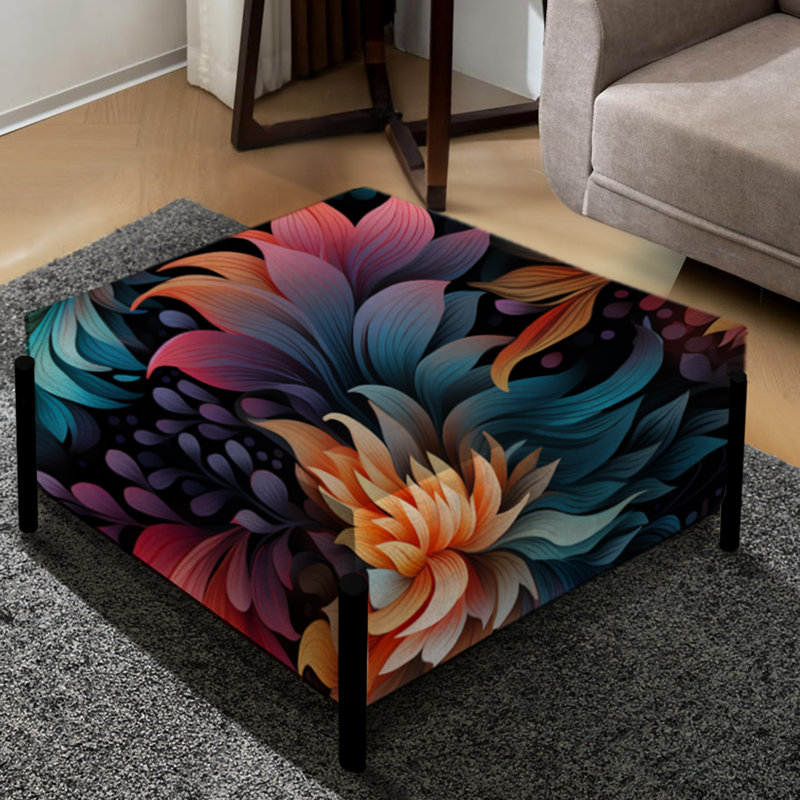 Enchanted Noir Moody Patterns - Grand repose-pieds carré floral