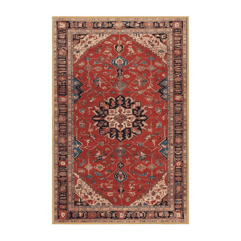 Machine Washable Persian Brown Area Rug, Rectangle 8' x 10'