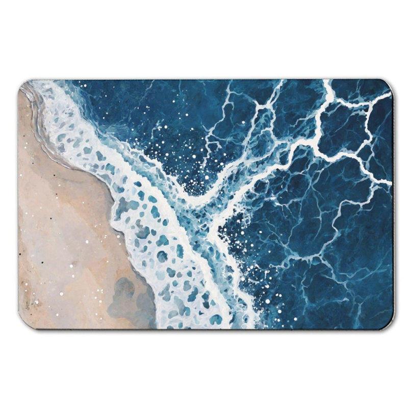Deep Sea Wave Bath Mat, 16 X 24 Inches, Blue 2, Beach