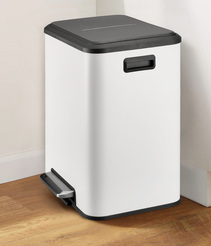 Stainless Steel Kitchen Trash Can - 30L, White