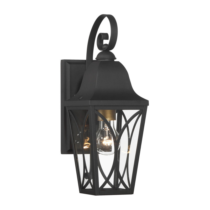 Minka Lavery Cardigan - 1 Light Outdoor Wall Mount In Sand Coal Black & Olden Brass Finish