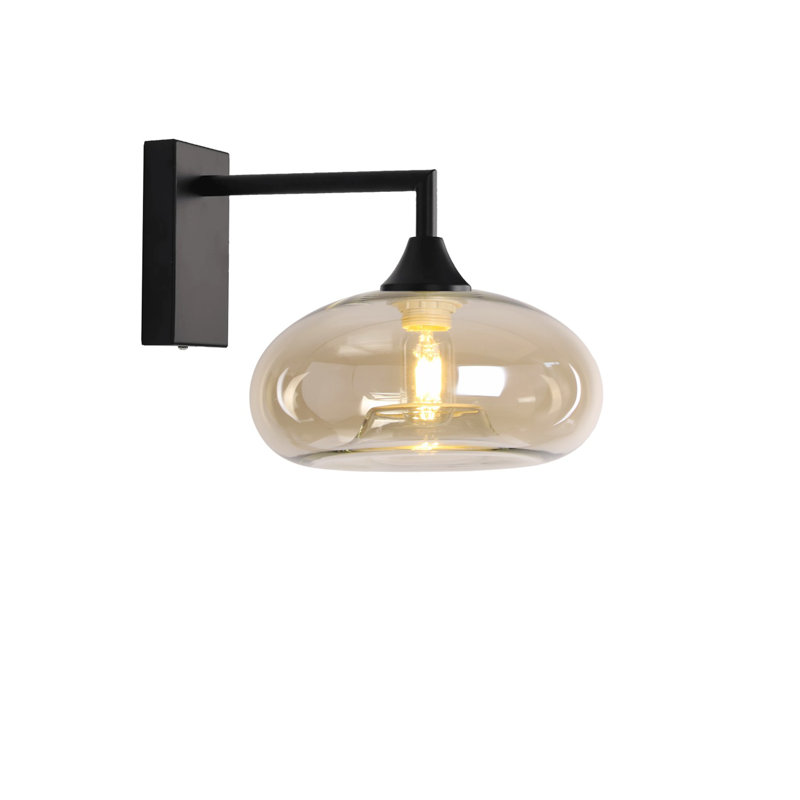Bonifacio Iron Armed Sconce, Amber, Black