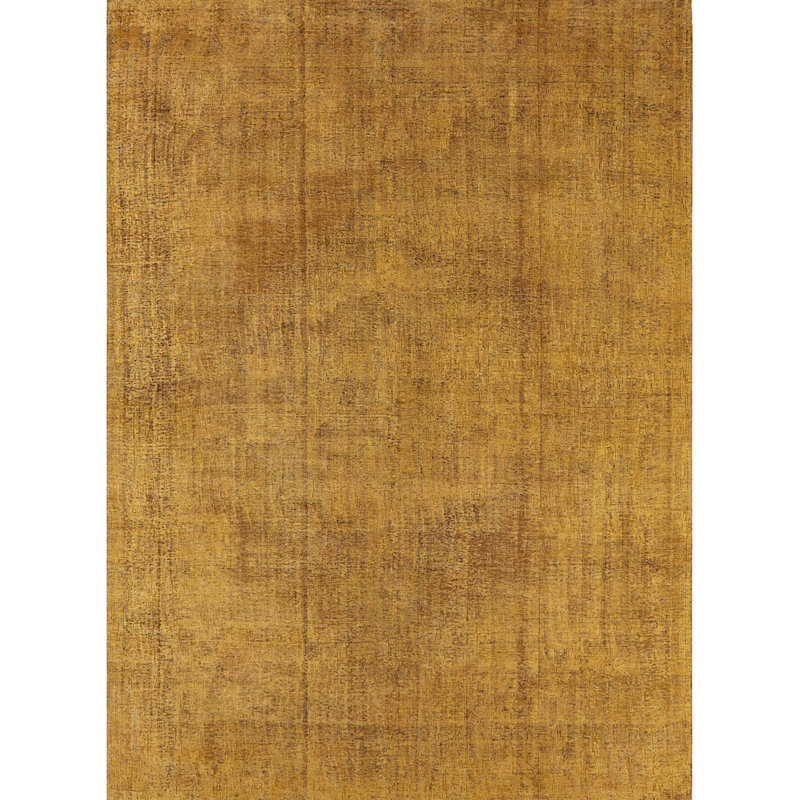 Tapis doré à motif abstrait Ronja, Rond 8 pi